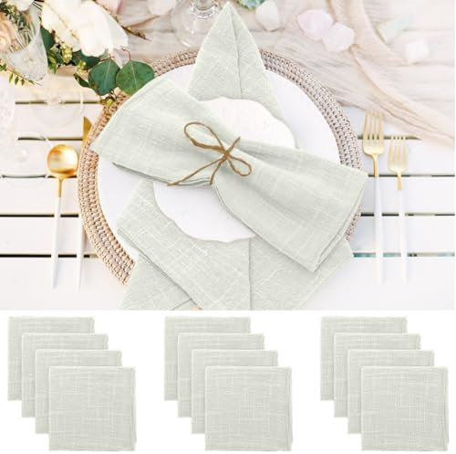 Wapasezyar tygservetter 12-pack, 42x42 cm linnetyger Tvättbara bordsservetter för jul, restaurang, bröllop, evenemang, familjefester, födelsedagar, fester (ljusgrå)