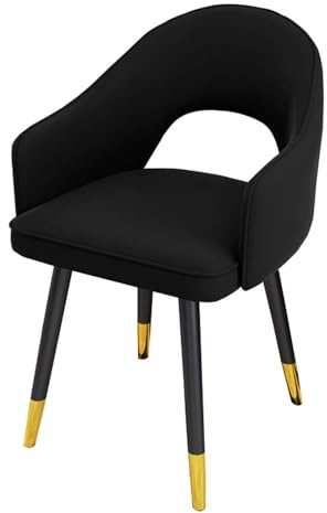 Natliedop Esszimmerstühle, wasserdichtes Leder, für die Küche, mit Beinen aus Karbonstahl, Moderne, hohe Rückenlehne, gepolsterte weiche Sitzfläche, Wohnzimmersessel (schwarz)