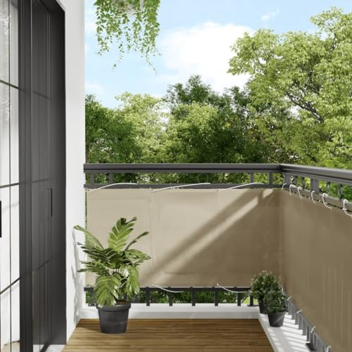 Mokuyary Protección visual para balcón, color beige, 75 x 700 cm, 100 % poliéster Oxford, revestimiento de balcón, cubierta opaca contra el viento para jardín, terraza, exterior