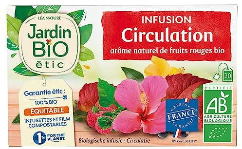 JARDIN BIO ETIC - Infusion Bien-Être Circulation à la Vigne Rouge Bio, Saveur Naturelle, 20 Sachets - Lot De 3