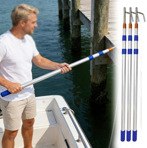 LXLZYXSF 3 Pcs Boat Hook for Docking with Telescoping Extension Pole, Commercial Home Boat Accessories Rescue Rod Hardware, Compact Awning Hooks(L 16′ 5 (5m))