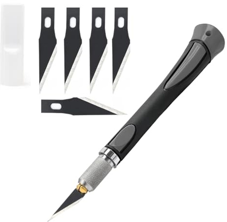 LUDHEP Taglierino professionale, Kit di Taglierino di Precisione con 5 Lame, Bisturi Modellismo di Gomma Antiscivolo, per Lavoro Artistico Taglio, Scultura