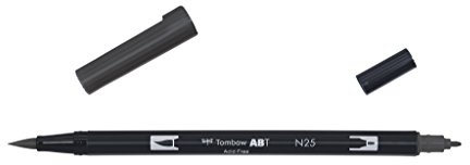 Tombow ABT Dual Brush Pen, ABT-N25-1P, Stift mit zwei Spitzen, perfekt fürs Hand Lettering und Bullet Journal, wasservermalbar, lamp black