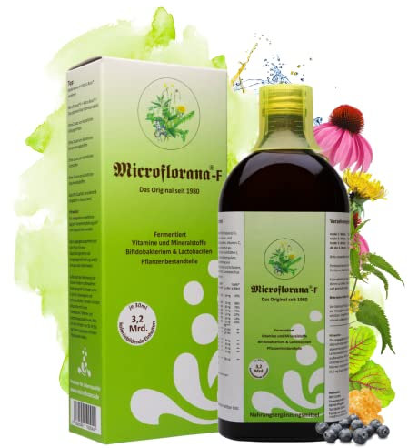 MICROFLORANA® -F - Probiotika - Darmsanierung - Ansiedlungsfähige Bakterienstämme - Vitamine und Mineralstoffe - inkl. Dosierhilfe - Pflanzenbestandteile - Probiotika flüssig - Seit 1980-500 ml