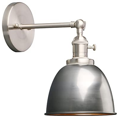 Phansthy Wandleuchten Retro Wandlampe aus Metall Deckenhalbkreis mit Schalter Verstellbar Wandspot E27 Moderne Wandleuchte Innen für Schlafzimmer Flur Eingang Wohnzimmer Küche(Klarlack)