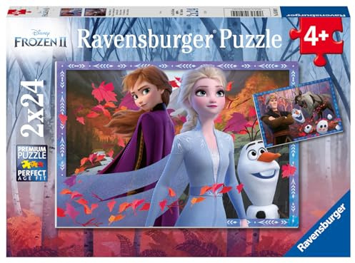 Ravensburger 05010-2x24 bitar Barnpussel från 4 år - Disney Frost 2 - Frostiga äventyr - en rolig aktivitet för familjen och barnen
