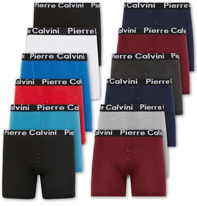 Pierre Calvini Mens Button Fly Boxer Shorts - Anti-Chafe Fitted Mens Boxers - Soft, Breathable & Comfortable Multipack Underwear Suitable For Any Occasion - 12 Pk - Multicolour - Large