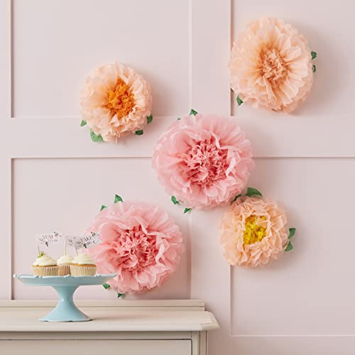 Ginger Ray TEA-618 Tissue Paper Flowers Decoration Nachmittagsteeparty, Papier, 5 Stück