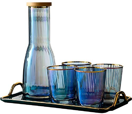 Glass Pitcher 1300ml Jug Water Juice Tea Carafe with Lid, Glass Water Jug, for Coffee Milk iced Tea and Juice Beverage Carafe