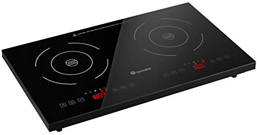 tectake 403581 Piano Cottura ad Induzione Doppio 3500 W, Piastra Fornello Mobile, 10 Livelli di Potenza, Schermo a LED con Pannello di Controllo Touch Intuitivo, Dispositivo per Cucina