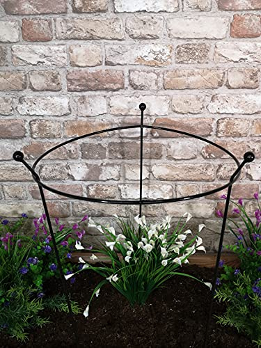 Samuel ALEXANDER Heavy Duty Black Metal Steel Herbaceous Garden Plant Support Ring Large 80cm x 45cm