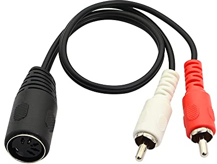 CERRXIAN DIN 5 broches vers câble RCA, 1FT 5 broches DIN femelle à 2 RCA mâle câble audio