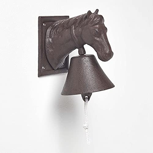 Homescapes Gusseisen Pferd Türglocke Traditionelle dekorative hängende Türglocke mit Pferdekopf Wand montiert rustikalen Stil