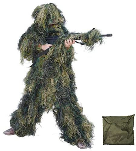 Splenlife Jagdbekleidung Camouflage，Airsoft Sniper Camping Set Herren KräHenjagd Tarnung Poncho Tarnanzug Herren Jagd Tarnkleidung Damen Combat Shirt Tactical Cap，Winter Sommer