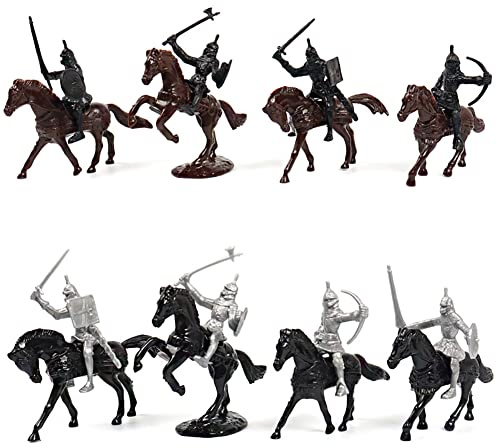BYNYXI 52 Stück Mittelalter Spielzeugsoldat Figuren, 5-7cm Armee Soldaten Militärfiguren Archaische Warriors Horses Soldiers Plastik Mittelalterliche Ritter Spielzeug für Kinder Jungen Geschenk