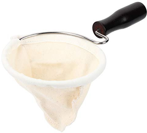 Coladores de filtro de café de tela, filtro de café reutilizable, lavable, tela de franela hecha a mano, colador de filtro de café con mango de madera (tamaño : L)