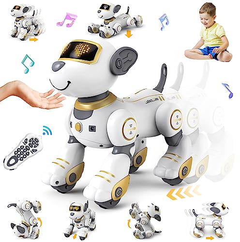 VATOS Remote Control Robot Dog Toy for Kids - Interactive Touch & Follow 17 Functions, Programmable Smart Walking Puppy Intelligent Dancing RC Birthday Gifts for Girls 3-12