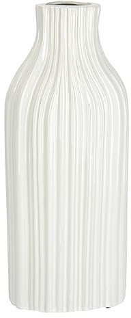 Blumenvase aus Keramik geriffelt bauchig Flaschenform geribbte glänzende Keramikvase Vase Dekoration Dekovase für Blumen Pampasgras Trockenblumen Zweige Kunstblumen Tischdeko