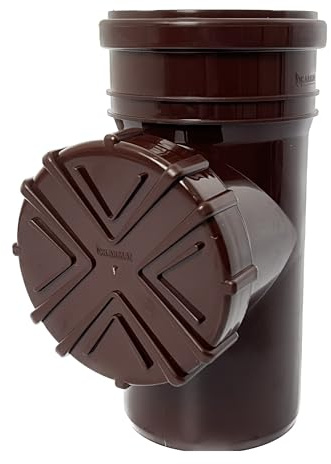 Fallrohrfilter DN 100 Ø 110 mm Revisionsrohr Regenrohrfilter KARMAT Dachrinnenfilter Reinigungsrohr Entwässerungssystem Fallrohr Dachrinnen Regenwasser Verbinder | Polypropylen | Braun