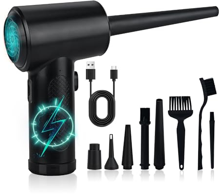 Podazz Compressed Air Duster Cleaner, Electric Air Blower 3-Speed 51000RPM Handheld PC Compressed Air Cleaner, Rechargeable Cordless Air Blower for Laptop Computers Keyboard