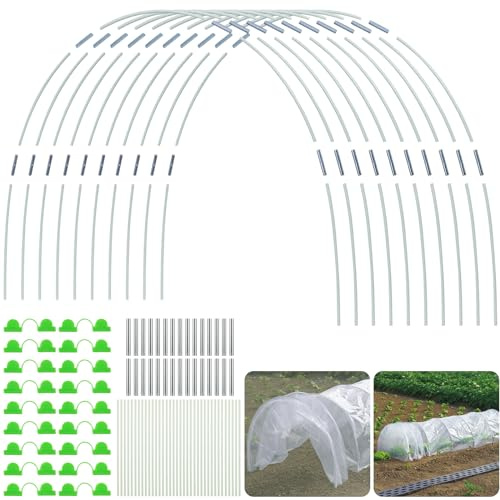 MUXHEL 168PCS Garden Hoops for Netting, Flexible Greenhouse Hoops for Raised Beds, Garden Cloche Hoops for Garden Fabric, Netting Raised Bed, Garden Tunnel Tyres
