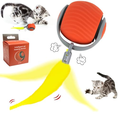 Speedy Tail 2.0,Automatisch Hundeball Elektrisch,Katzenspielzeug Elektrisch mit USB Aufladbar,Interaktiver Spielball für Katzen Hunde,360° Rolling Smart Ball für Katzen und Hunde Multifunktionale