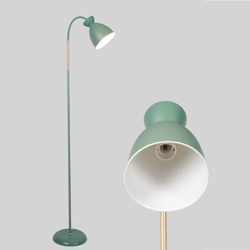 Amdelne Lampada da Terra Vintage, Metallo Lampada da terra LED con Luce da Lettura, E27 MAX 60W Lampade da Terra Salotto, Verde Piantana Luce Regolabile H 159 cm per Camera da Letto, Ufficio, Studio