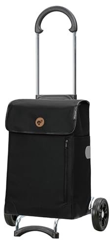 ANDERSEN Einkaufstrolley - Scala Shopper Weda schwarz | mit Flüsterrädern, klappbar, aus Stahl, bis 40 kg - Tasche sehr kompakt, Seitenfach, Reflektoren, 36 L