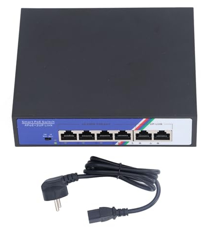 Eujgoov Commutateur Ethernet Non géré, 6 Ports, 1,2 Gbit/s, avec Boîtier Métallique sans Ventilateur, Plug and Play (Prise UE 100‑240 V)