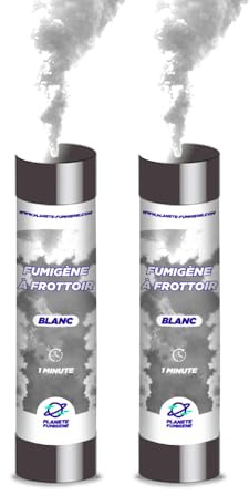 Planete Fumigene Fumigène à Main Blanc 60 Secondes Frottoir Lot de 2 | Fumée Blanche Intense, Allumage Frottoir Sécurisé, Durée 60 Secondes, Catégorie T1, Tenue en Main, Artifice Photo