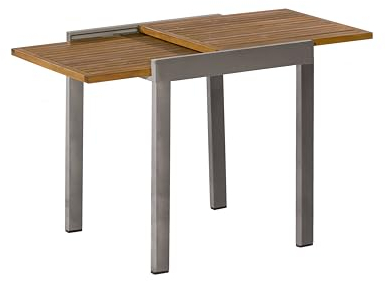 gartenmoebel-einkauf Balkon Ausziehtisch Verona 65/130x65cm, Aluminium anthrazit + Akazie braun geölt, witterungsbeständig, Outdoor