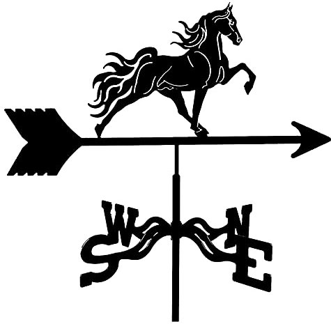 Generic Girouette Girouette Jardin Toit Installation Patio Décoration en Acier Inoxydable Girouette Indicateur de Direction du Vent/Chevaux Sauvages/50 * 35Cm