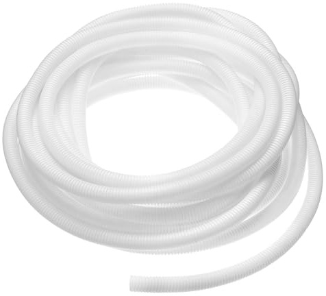 sourcing map 1/2 Inch x 33 Ft Split Wire Loom Tubing, Guard Convoluted Flex, Protective Split Cable Conduit, Flexible Wire Protector Tubing, Electrical Cord Cover, White