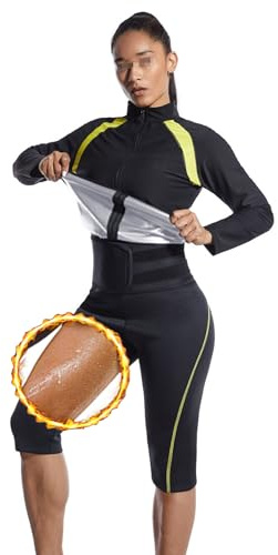 Weyot Traje Sauna Mujer Adelgazante, Conjuntos De Sudor, Traje De Sauna para Mujer, Trajes De Sudoración para Fitness Boxeo Yoga Running Gimnasio,XL,Silver