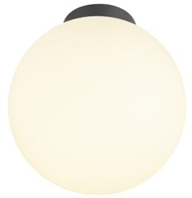 SLV SUN 30 SCHWARZ | Deckenleuchte Innen, Deckenlampe Glas, Kugel Lampe Rund, Dimmbare Badlampe, Badezimmer Lampe Decke, Vintage Innenleuchte, kombinierbar mit Glasschirm, 60W, E27, Ø 30 cm