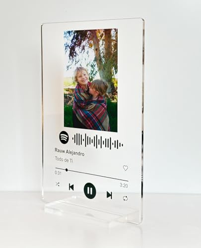 REGALOCREATIVO Placa Spotify Personalizada Negra 21x30 cm. Cuadro de Metacrilato con Código Escaneable. Es ideal como Regalo Personalizado y Original, Cumpleaños, Aniversarios.