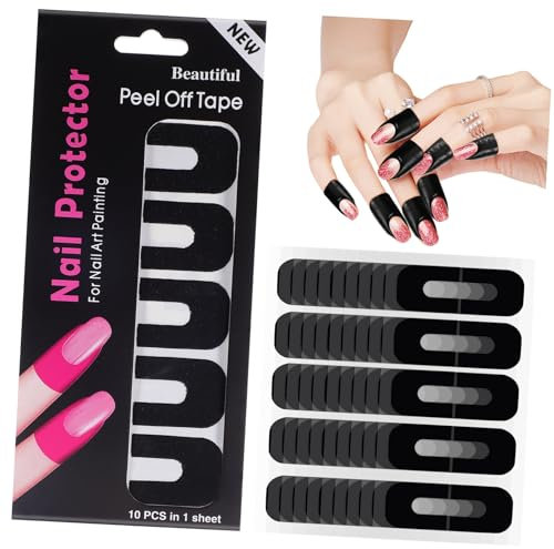 AUTSUPPL Nail Protector Stickers 100 Sheets Black Nail Polish Guard Tape for Fingers Gel Polish Protection Suitable for Professional and Home Manicure Use
