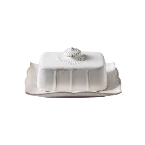 Mantequera Recipiente para mantequilla Caja de mantequilla de cerámica Retro, vajilla europea con tapa, plato for mantequilla, plato for hornear queso, plato for aperitivos, Bandeja de postres, conten