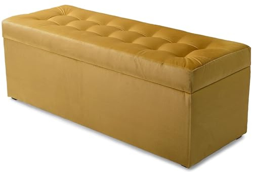 MG Design Polsterhocker 45 x 120 cm Gelb mit Stauraum (ca. 140 L), belastbar bis 300 kg, sofort einsatzbereit & pflegeleicht – für Wohnzimmer, Schlafzimmer & Flur