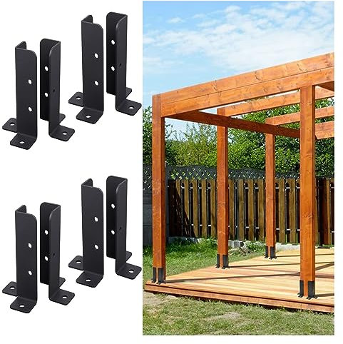 Base di supporto per pali da recinzione flessibile regolabile con kit di installazione in metallo e legno, supporto per ringhiera in cemento, confezione da 8 pezzi, 3 x 12,7 cm