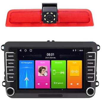 Android Autoradio Mit GPS Navigation HD Bildschirm Touch Display Canbus + HD Bremsleuchte Rückfahrkamera Ersatz für VW Caddy Life 2K Facelift III Kasten 2KA Kombi Cross maxi Tdi dritte 3 2003-2014 Bj