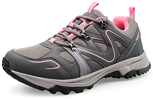 riemot Scarpe da Trekking Donna Impermeabili Leggere Traspiranti con Suola Antiscivolo per Escursionismo Montagna, Camminate Outdoor e attività Sportive, Grigio, EU 40