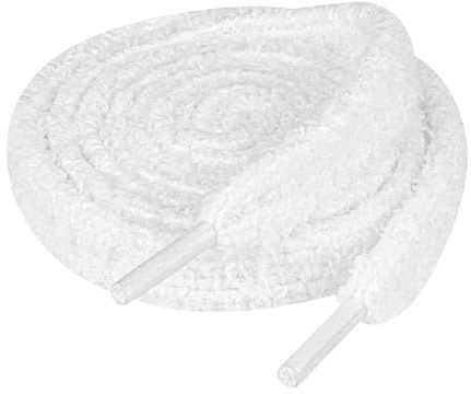 Endoto 16MM Lacet Fluffy Peluche pour Chaussures, Lacets Plush Fourrure épaisses Furry Fuzzy Shoelaces Laces - Blanc, 36 Pouces