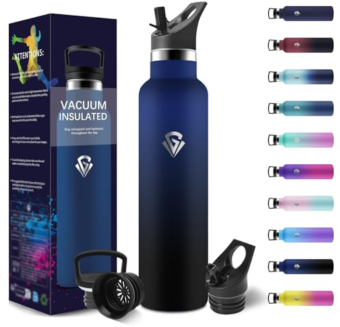 Thermosflasche, 1000ML BPA-Frei, Trinkflasche Edelstahl, Auslaufsichere Isolierflasche Doppelwandig, Wasserflasche Edelstahl, Thermoskanne mit Strohhalm, Trinkflasche Kohlensäure Geeignet