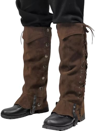 XGOPTS Mittelalter Stiefelstulpen Mittelalter Stiefelüberzüge Herren Wiking Schuhe Stulpen Pirate,Steampunk,Ritterstiefe,Wikinger Retro Stiefelüberzieher für Halloween Cosplay Kostümzubehör