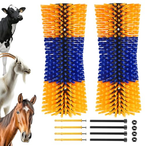 Spazzola per Tiragraffi per Bestiame, Spazzole per Graffiare Cavalli, 2 pezzi Spazzola Antigraffio per Mucche, Spazzole per Grattare Universale per Capre, Bovini, Pecore, Maiali, Animali da Fattoria