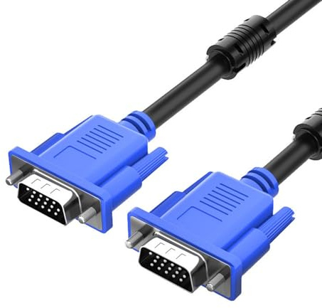 Cable VGA - Cable VGA blindado premium | Cable de monitoreo del ordenador de 15 pines de alta definición para pantallas HD, proyectores y conexiones de escritorio, núcleo de ferrita, transmisión de