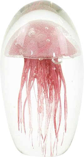 FURNARO Briefbeschwerer Medusa in Rosa aus Glas – Dekorative Glaskugel mit Quallen-Design, Ø8 x 16,5 cm, stilvolles Dekoobjekt für Büro und Zuhause