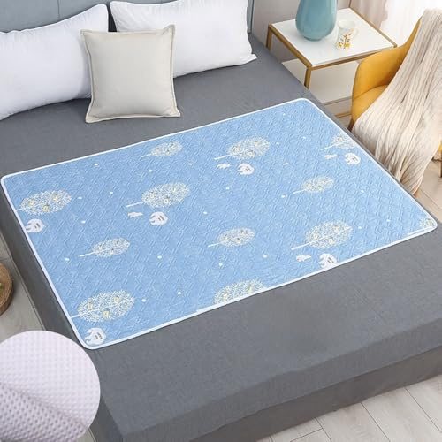 Hearda Inkontinenzunterlage Waschbar 2 Stück, Modern Inkontinenz Bettunterlage wasserdichte für Kinder Senioren Atmungsaktive Saugfähig Matratzenauflage (Hellblau,100x150cm)