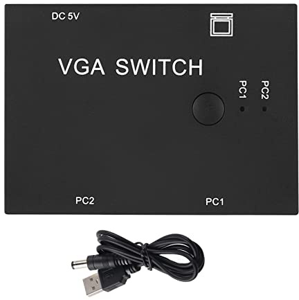 Ouitble VGA Splitter Switch Box 2 In 1 Out High Definition Display Switcher für die gemeinsame Nutzung von Zwei Laptop-Monitoren mit 50 Fuß Fernsignalübertragung Einfache